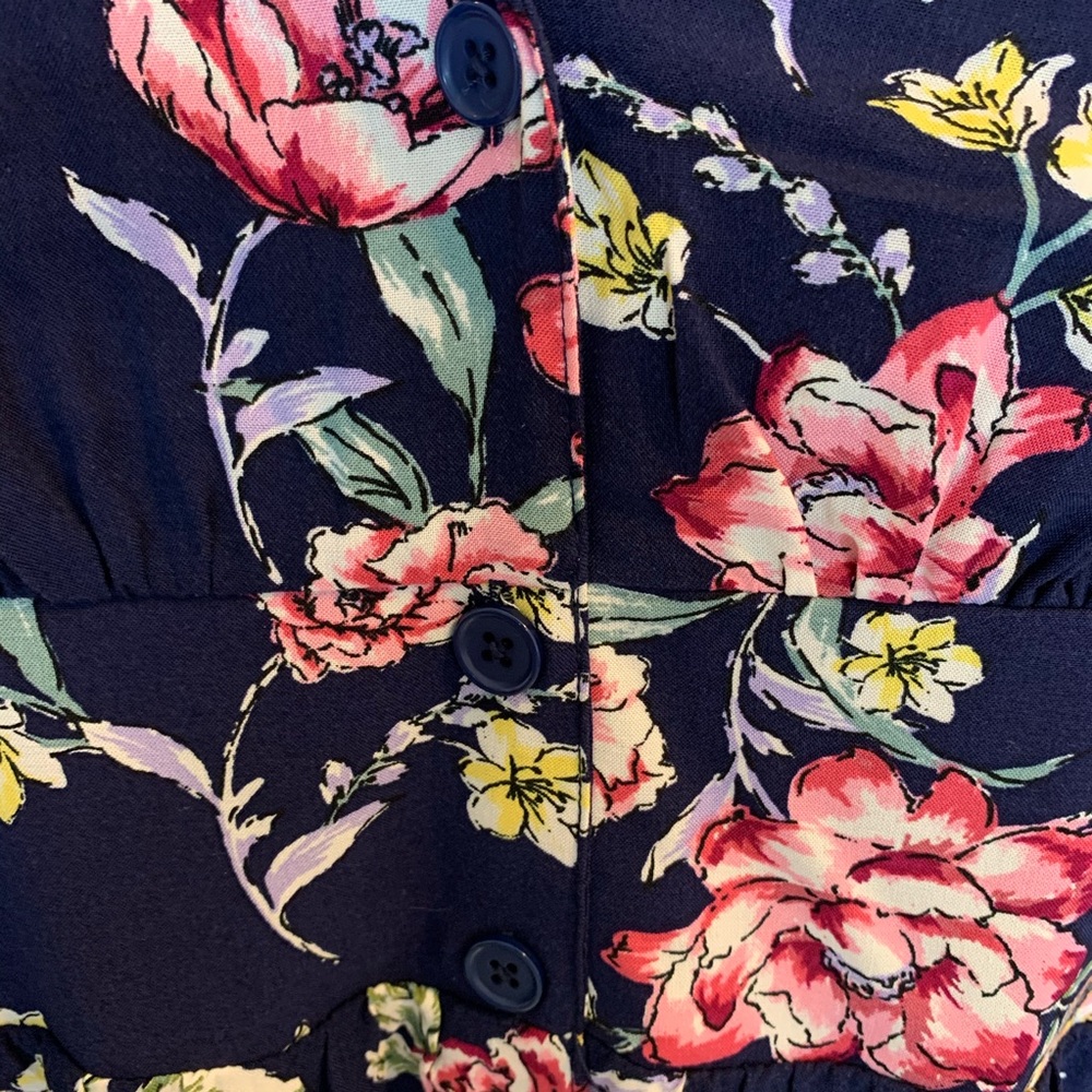 Band Of Gypsies Navy Floral Print Short Sleeve Mini Dress Size S NWT Whimsy Boho - Picture 5 of 9